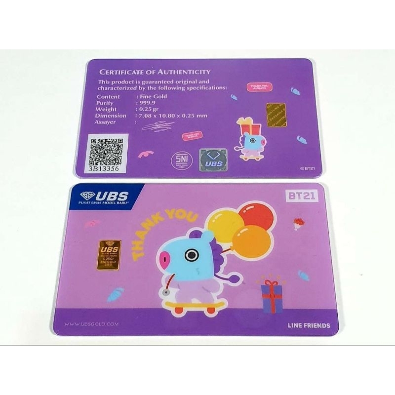LM GIFT SERIES UBS O. 25 GRAM SERIES CHRISTMAS, BT21