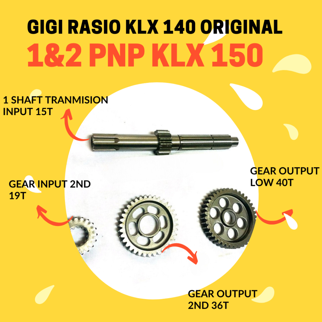 Gigi ger gear rasio KLX 140 Enduro gir rasio klx 140 original kawasaki pnp klx 150 gigi 1 & 2 klx 14