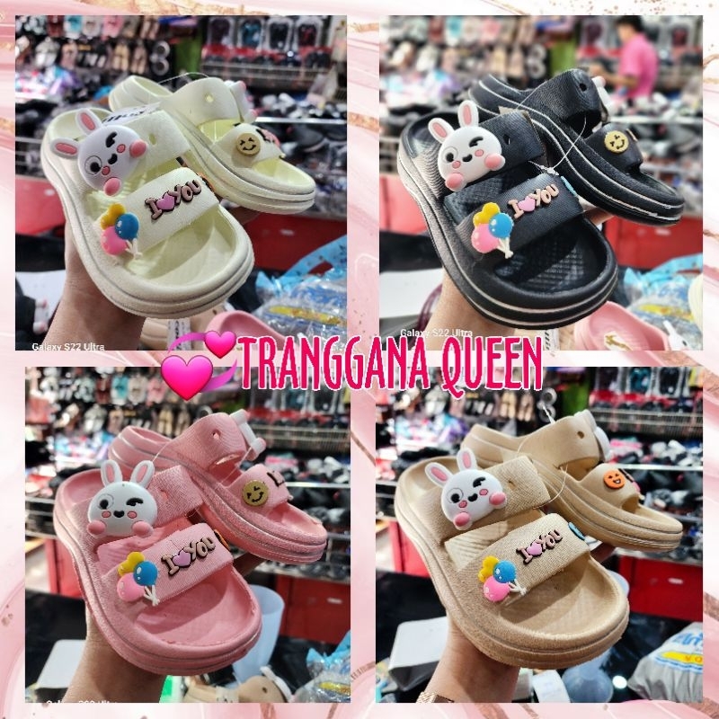 Sandal Slop Ban2 Collin B7816-K/B7816-T Motif Kelinci Lucu Casual Anak Perempuan