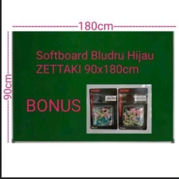

SOFTBOARD CORK BOARD / PAPAN MADING GANTUNG BLUDRU HIJAU ZETTAKI 90X180CM