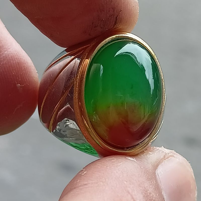 CINCIN BATU AKIK PANCAWARNA EDONG ASLI BATU ALAM