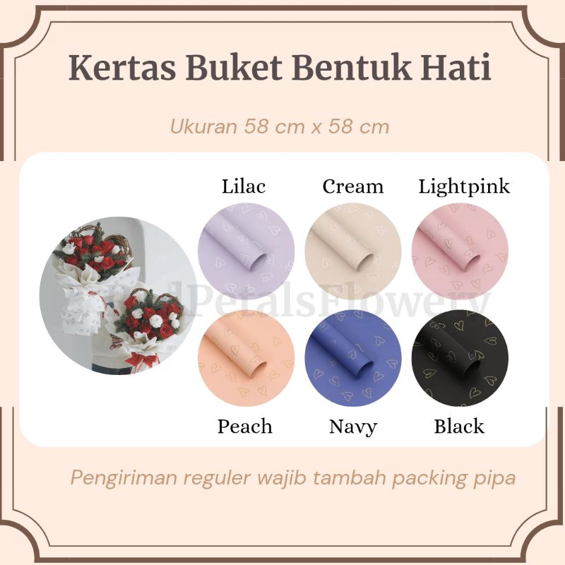 [1 Lembar] Kertas Buket Cellophane Bentuk Hati