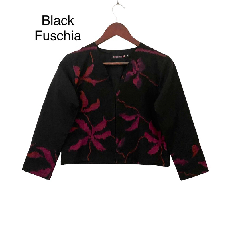 Blazer tenun ikat/endek wanita semi crop