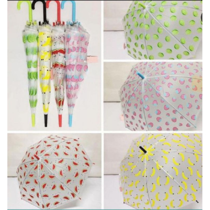 Payung PVC Motif Buah Payung Tongkat PVC ready