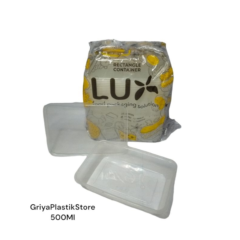 Thinwall merk LUX 500Ml isi 25pcs/pack||thinwall bening kotak||Wadah makanan bening||square containe