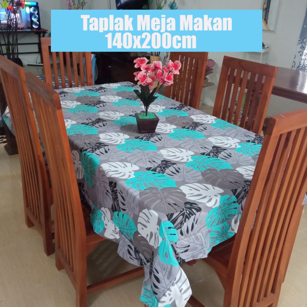 TAPLAK ALAS MEJA MAKAN KAIN KATUN MODEL RUMBAI UKURAN 140X200CM ANEKA MOTIF DAN WARNA DEKORASI RUMAH