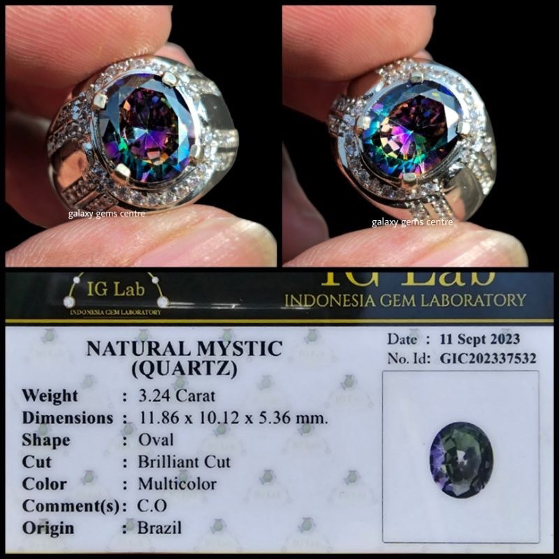 Cincin Batu Natural Mystic Quartz