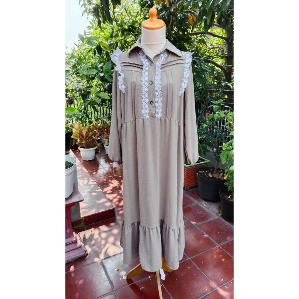 MIDI DRESS PEREMPUAN CANTIK BAHAN CRINKLE BY ZARA