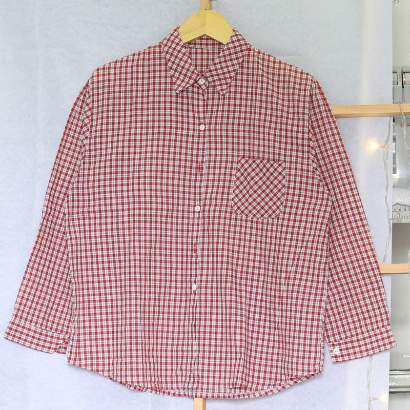 Kemeja Wanita Kotak kotak Oversized by Deevike Preloved