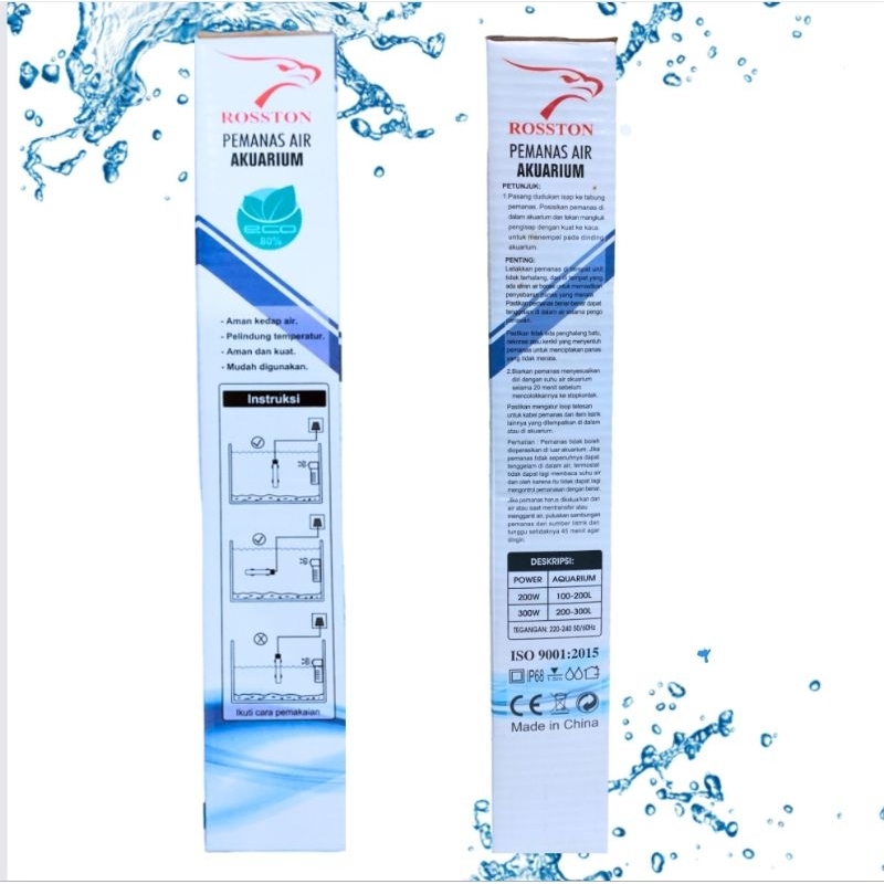 Pemanas Kolam Aquarium Heater Stainless ROSSTON 200watt 300watt