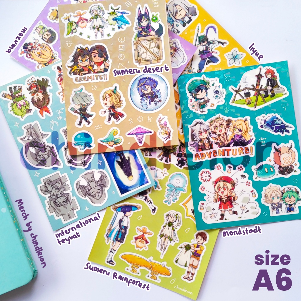 

Genshin Impact Sticker Sheet Daily [fanmerch by chindleion]