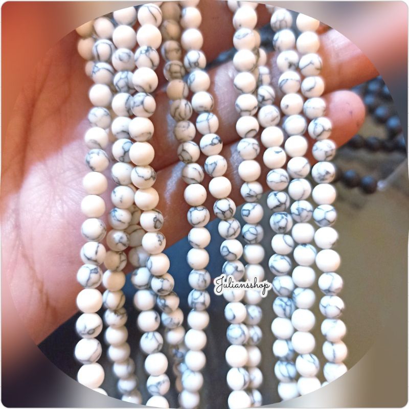 Manik Mote Batu Natural Phyrus Putih White Howlite
