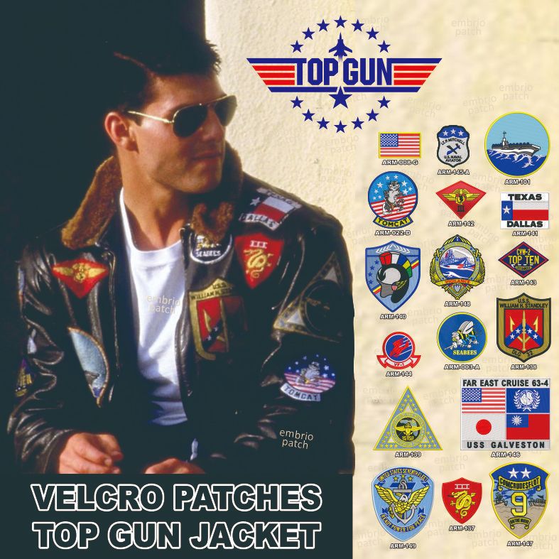 Velcro Patches TOP GUN G1 Flight Complete Set Patc Jacket Pete Maverick Mitchell Emblem jaket pilot 