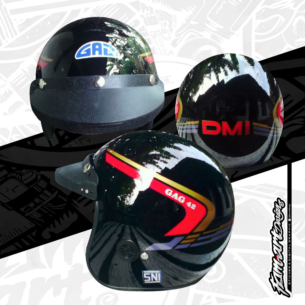 Stiker Helm DMI GAG 42, Super Glossy
