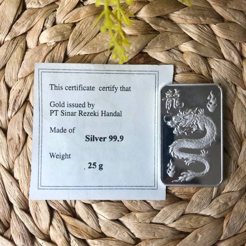 fine silver Sinar Rejeki Handal (SRH)/perak SRH 10gr/25gr/50gr/perak naga SRH/logam mulia perak