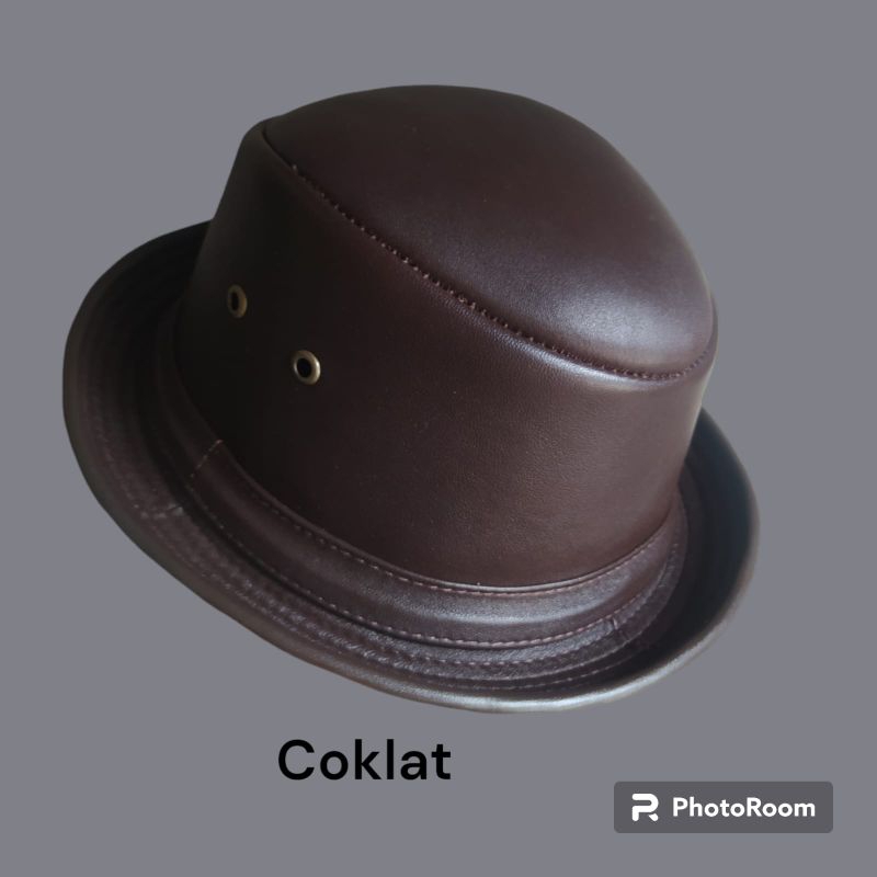 Topi koboy Fedora koboi tompi topi kulit asli distro pria ready big size ukuran besar XXL