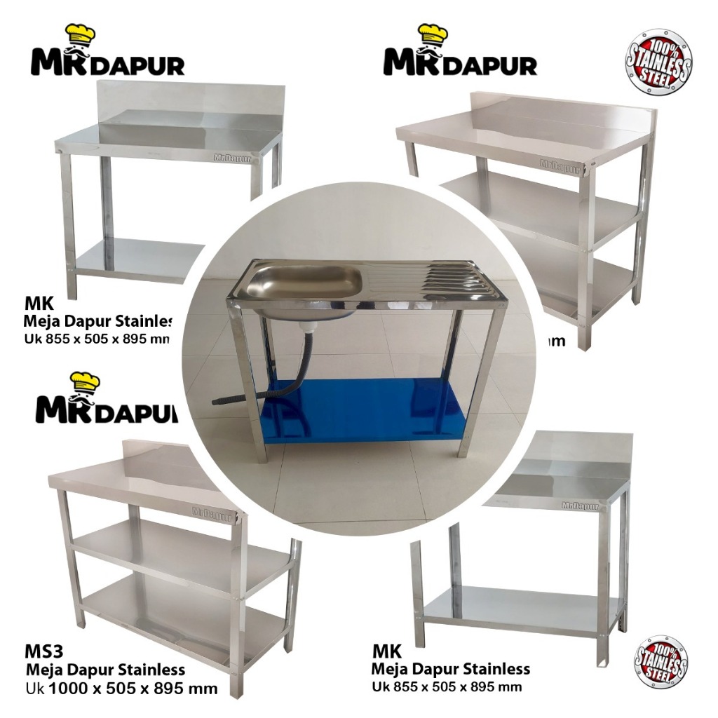 Paket 2 Meja Kompor 2 Meja Kerja dan 1 Bak Cuci Piring
