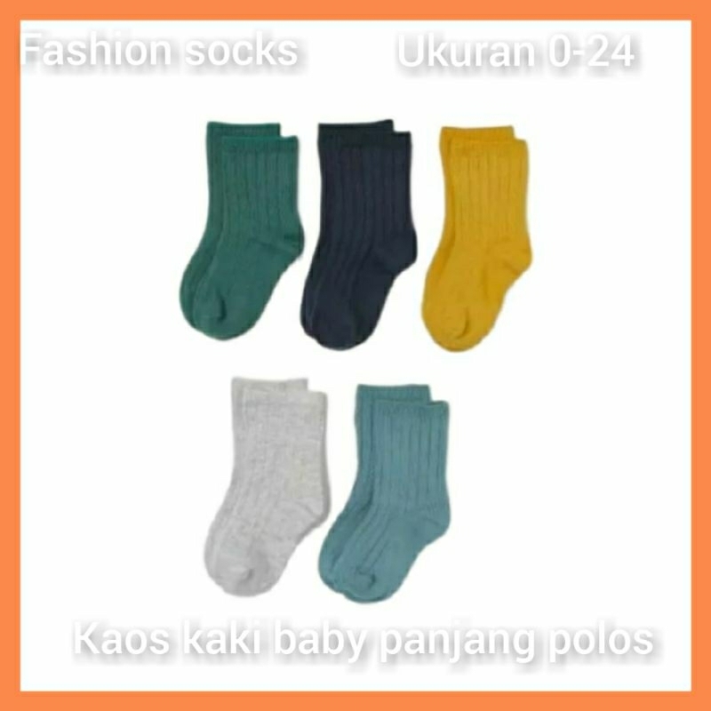 3 pasang kaos kaus kaki bayi baby panjang polos cowok cewek murah
