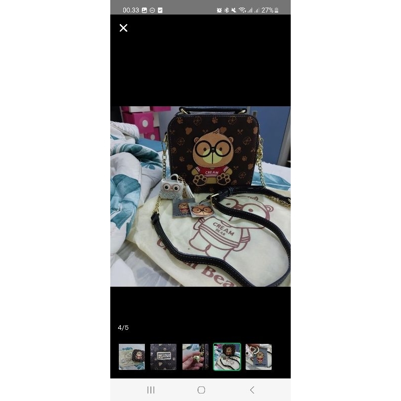 tas selempang creambear limited edition kotak wanita lucu beruang second asli 100% malaysia malay im