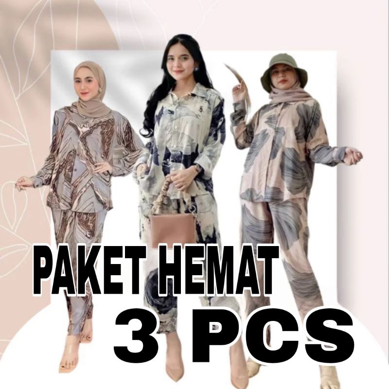 Paket Hemat Usaha Daster 3pcs Baju Tidur Wanita Kekinian  Piyama One Set