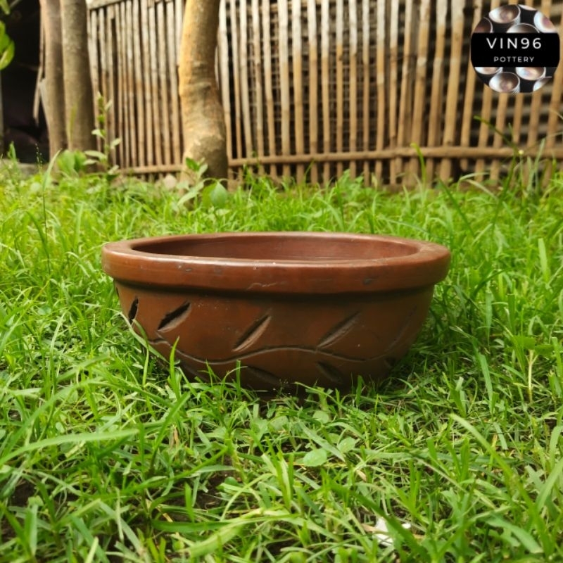 Pot bonsai D23cm gerabah tanah liat