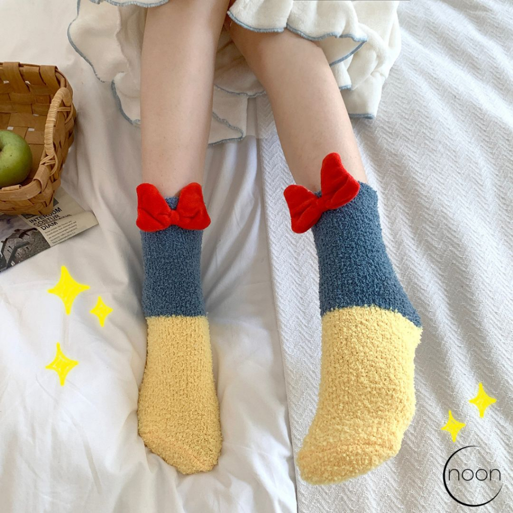 NOON [ once upon a dream (set) ] 4 PASANG Kaos Kaki Tidur Wanita Korea Tebal Hangat Winter Socks Pan