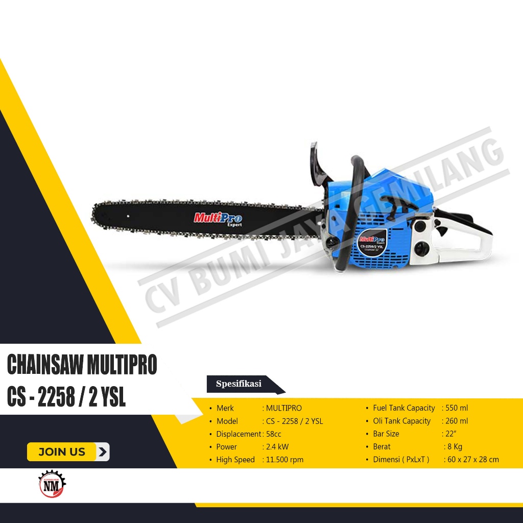 MESIN GERGAJI KAYU / CHAINSAW MULTIPRO CS-2258