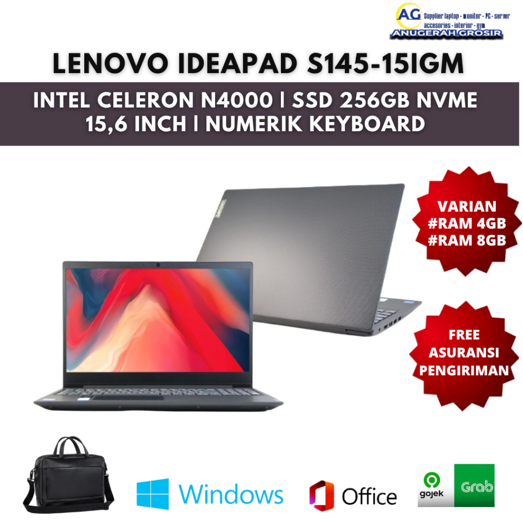 Laptop Baru Lenovo Ideapad S145-51IGM Ram 8gb Ssd 256gb 15,6" - Laptop Ram 8Gb Murah 4 Jutaan