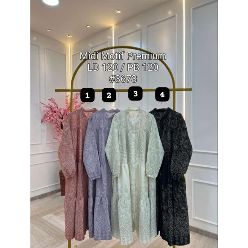 long dres midi motif bunga big size ukuran jumbo