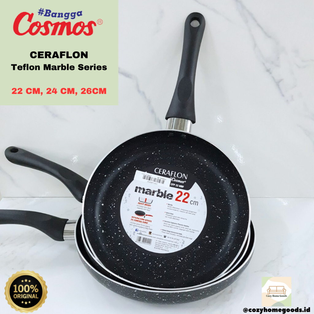 PANCI MASAK MARMER - TEFLON MARBLE - COSMOS CERAFLON MARBLE
