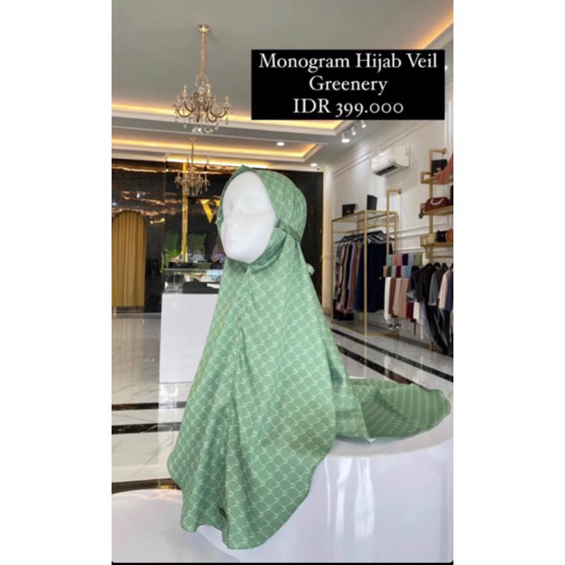 Monogram Hijab Veil - PEPPERMINT - Vivi Zubedi