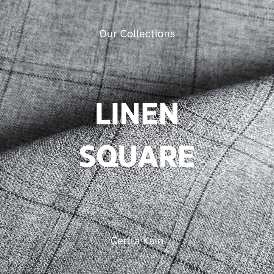 ECERAN 1 METERI BAHAN  KATUN MADINAH LINEN SQUARE MOTIF KOTAK L14/LINEN014