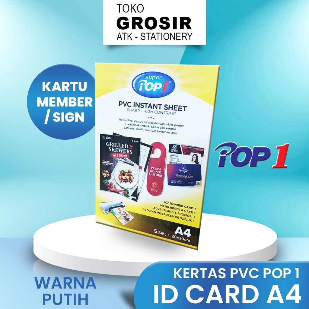 

ID Card Bahan Cetak idcard sendiri Printable Card Putih POP1 A4 Kertas PVC u/ Kartu Pelajar Member