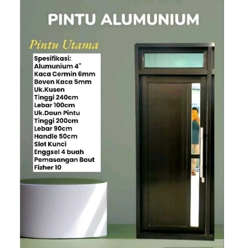 pintu alumunium kusen 4" merk inkalum spandril dobel  bingkai daun pintu 8cm,,