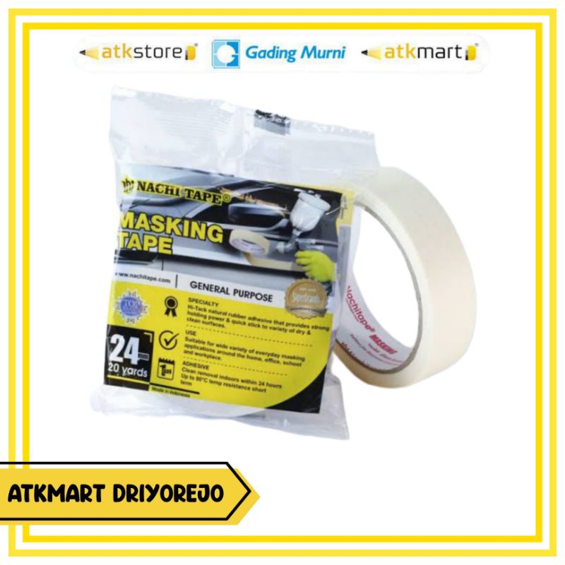 

NACHI SELOTIP MASKING TAPE UKURAN 1 INCHI 24MM - ISOLASI KERTAS - LAKBAN KERTAS