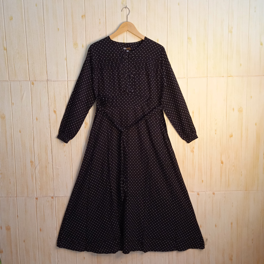 DRESS ZAFNA POLKADOT || BAHAN KATUN RAYON TWILL ORI BUSUI FRIENDLY Santai