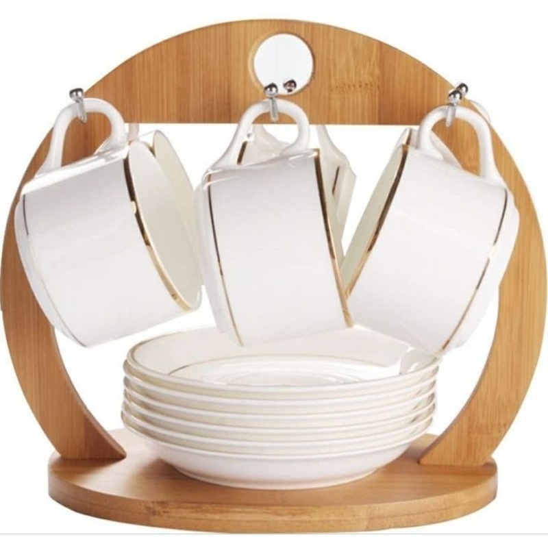 gantungan gelas dan piring bahan kayu jati/ rak gelas/