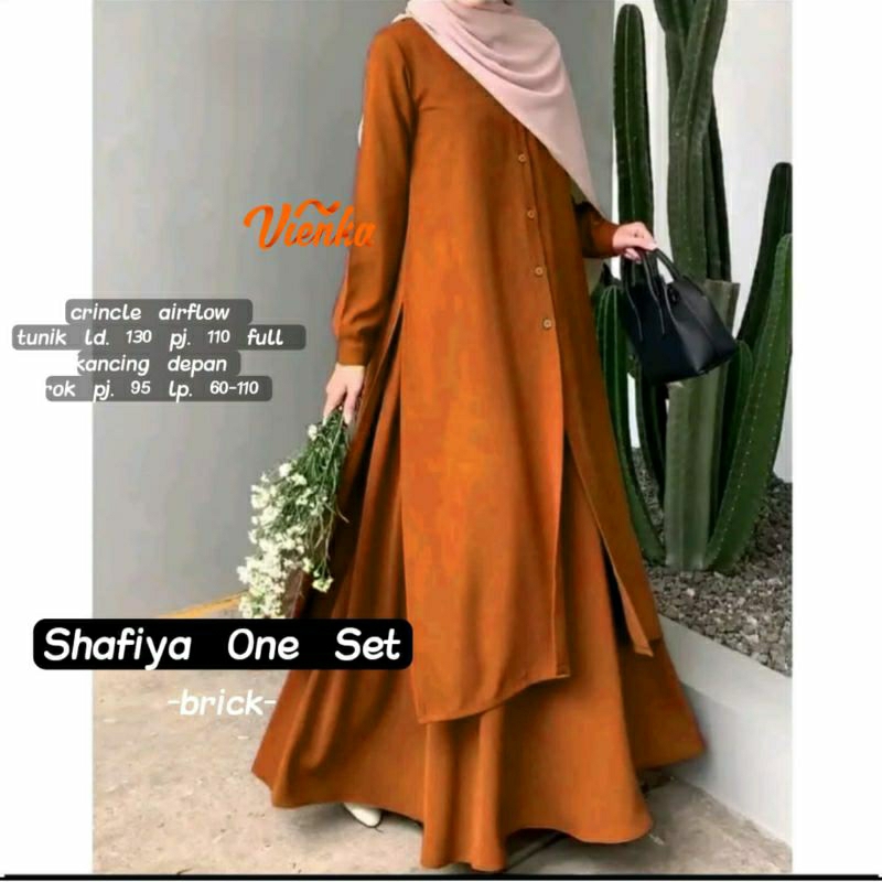 Shafiya set setelan rok tunik crinkle jumbo LD 130 xxxl