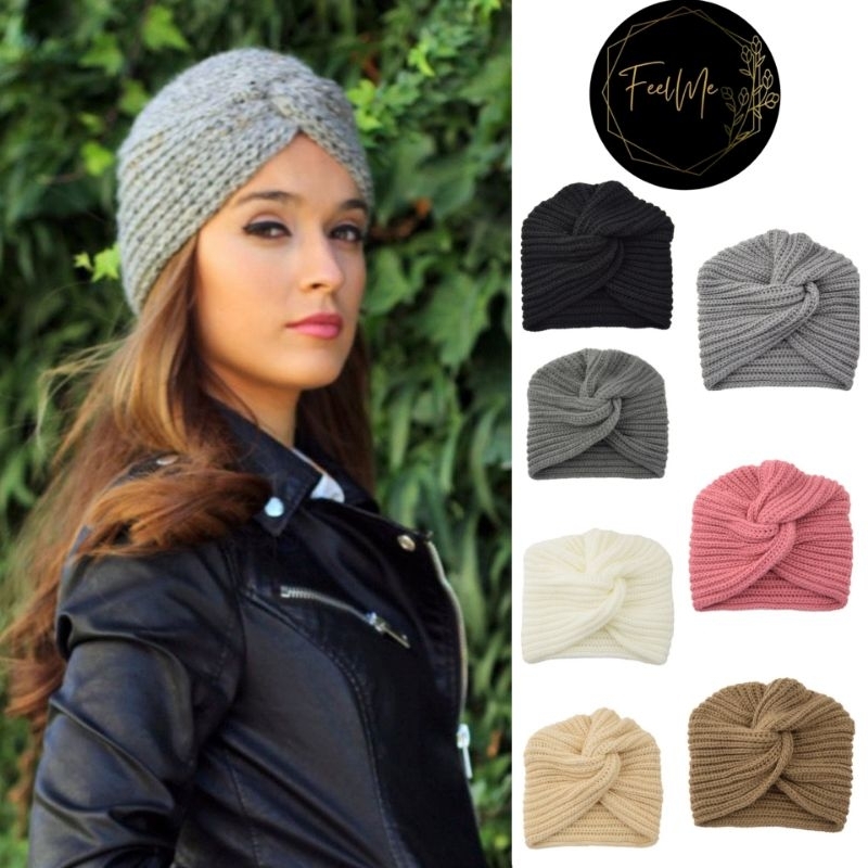 Feelme KK-239 Premium Turban Rajut Twist Headband Turban Instan Bandana Bando