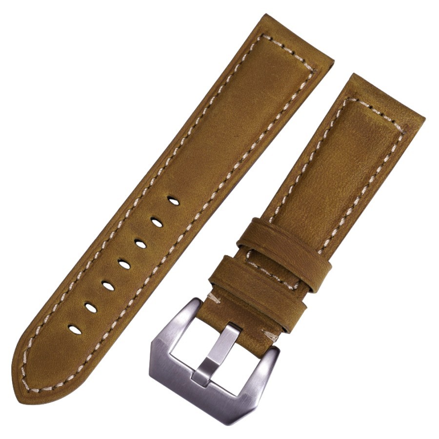 Strap Jam Tangan Tali Jam Tali Kulit Asli Strap 20 22 24mm - brown, 22mm