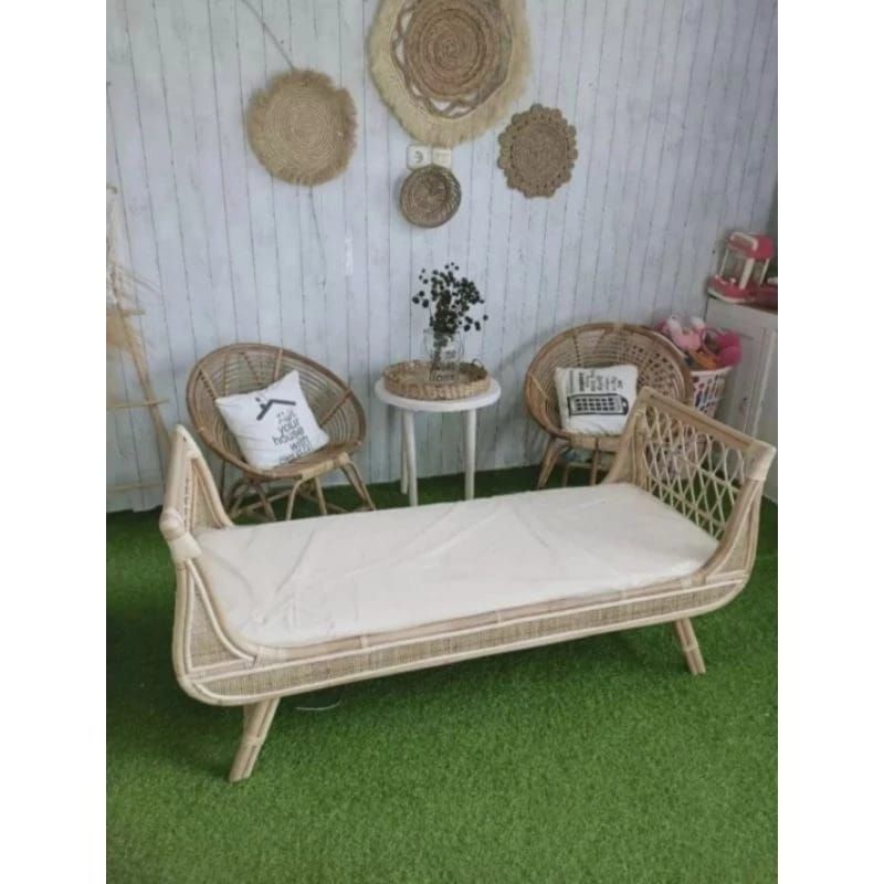 Sofa Bench Santai Rotan Alami