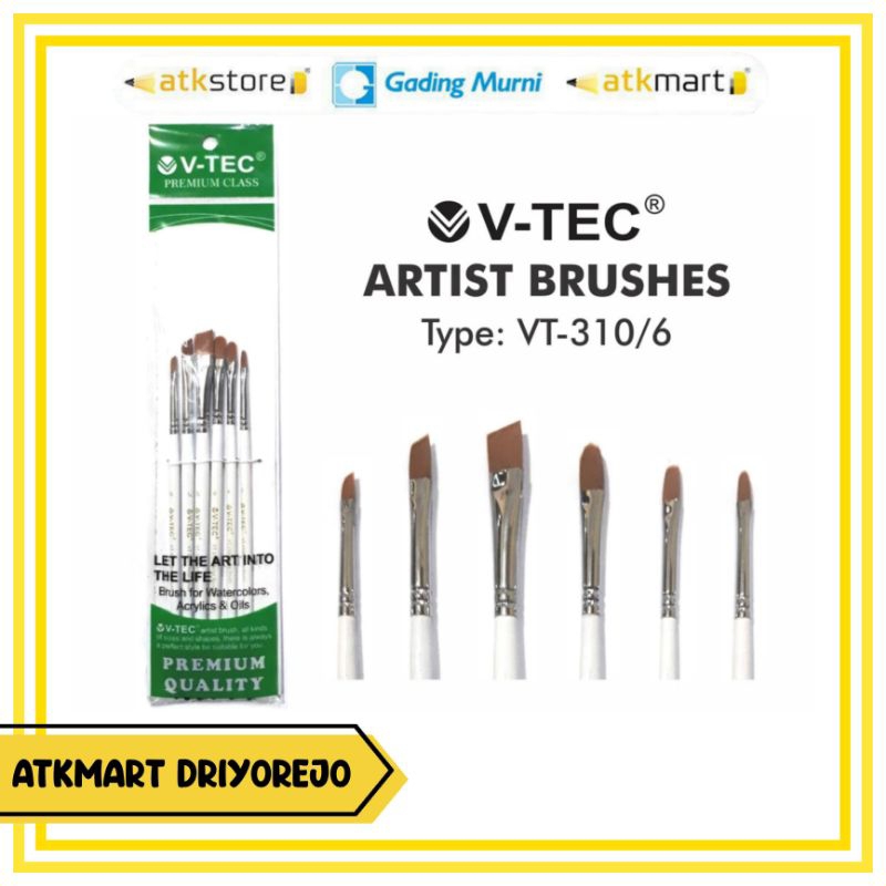 

V-TEC KUAS LUKIS SET TYPE VT-310/6 ISI 6 PCS - ARTIST BRUSH SET