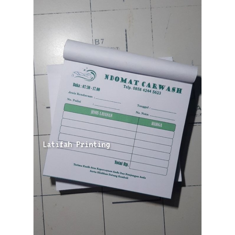 

Nota Custom/Nota cucian/Nota Cuci Motor/Nota Cuci Mobil/Nota Cuci Karpet/Nota