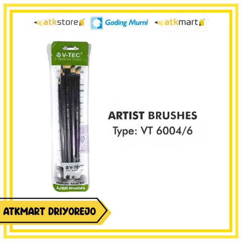 

V-TEC KUAS LUKIS SET VT-6004/6 ISI 6 PCS - ARTIST BRUSH