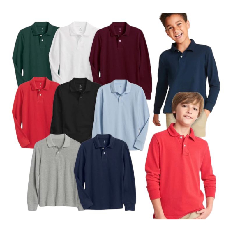 kaos polo lengan panjang anak/kaos kerah lengan panjang anak