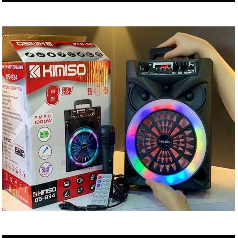 Speaker kimiso QS 834 inc 8 bonus mic bluthooth Radio tetlarisss