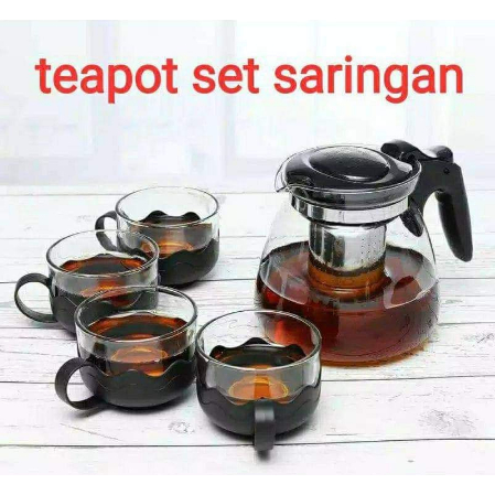 tea pot / tea pot set /teapot set / teapot warna / teapot hitam / teapot saringan / teapot isi 5 set