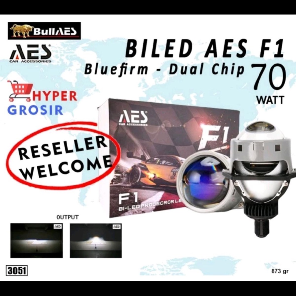 AES F1 70 Watt Biled 3 Inch Bluefirm Dual Chip Sepasang