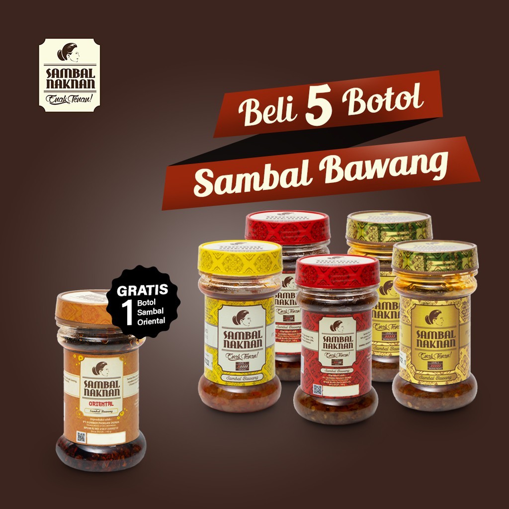 

✿ NL ✿ PAKET HEMAT SAMBAL BAWANG NAKNAN BELI 5 GRATIS 1 BOTOL ✦ BISA REQUEST LEVEL