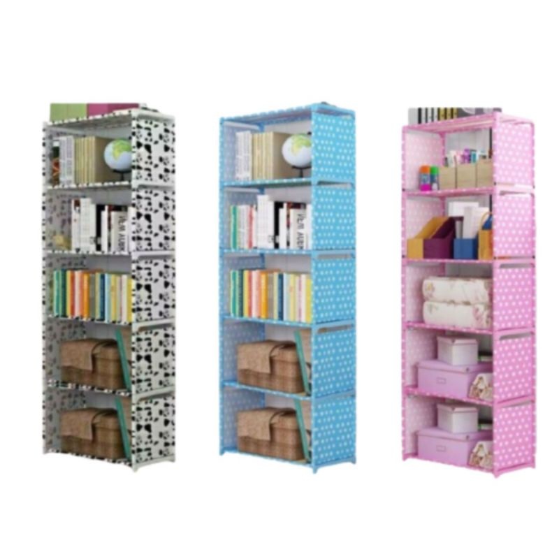 Terlaris  rak buku portable 4 PIPA PENYANGGAH & KAIN PENUTUP BELAKANG Rak buku portable dengan 4 bes